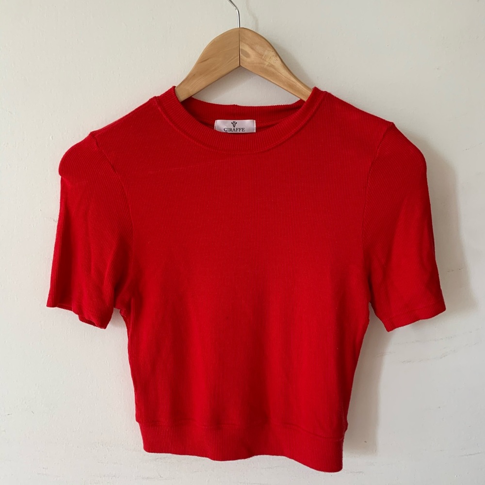 Knit Cropped Red Top